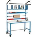 Global Equipment Mobile Packing Workbench W/Riser Kit, ESD Safety Edge, 60"W x 30"D 244201A